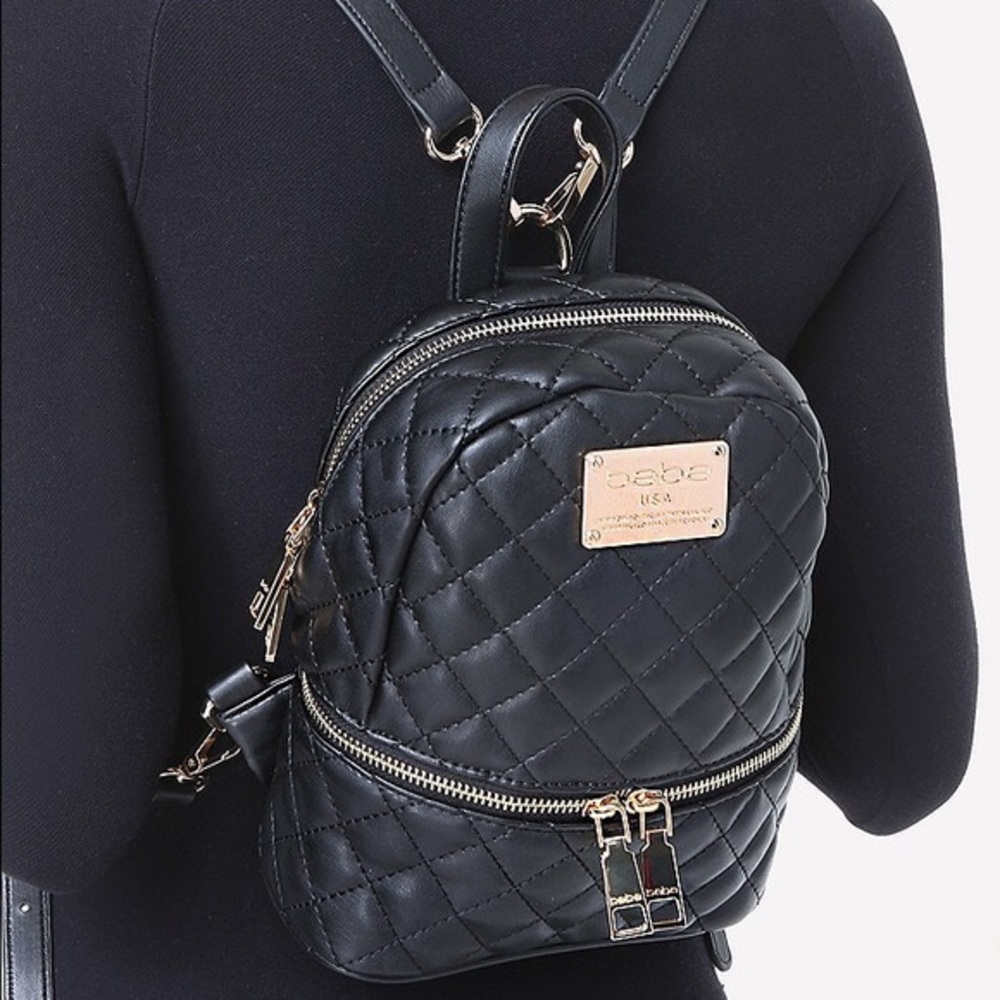 Black Bebe mini quilted backpack